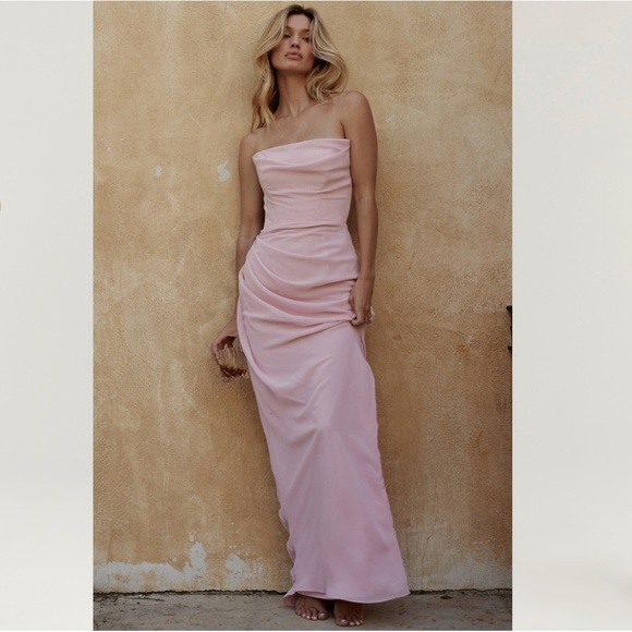 House of CB Adrienne Pink Quartz Strapless Gown NWOT size M A-C - Picture 16 of 16